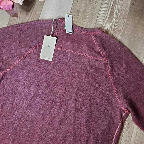 NWT Tommy Bahama Bayview Logo Knit Crewneck Sweater Dark Red Size Large - Picture 14 of 15